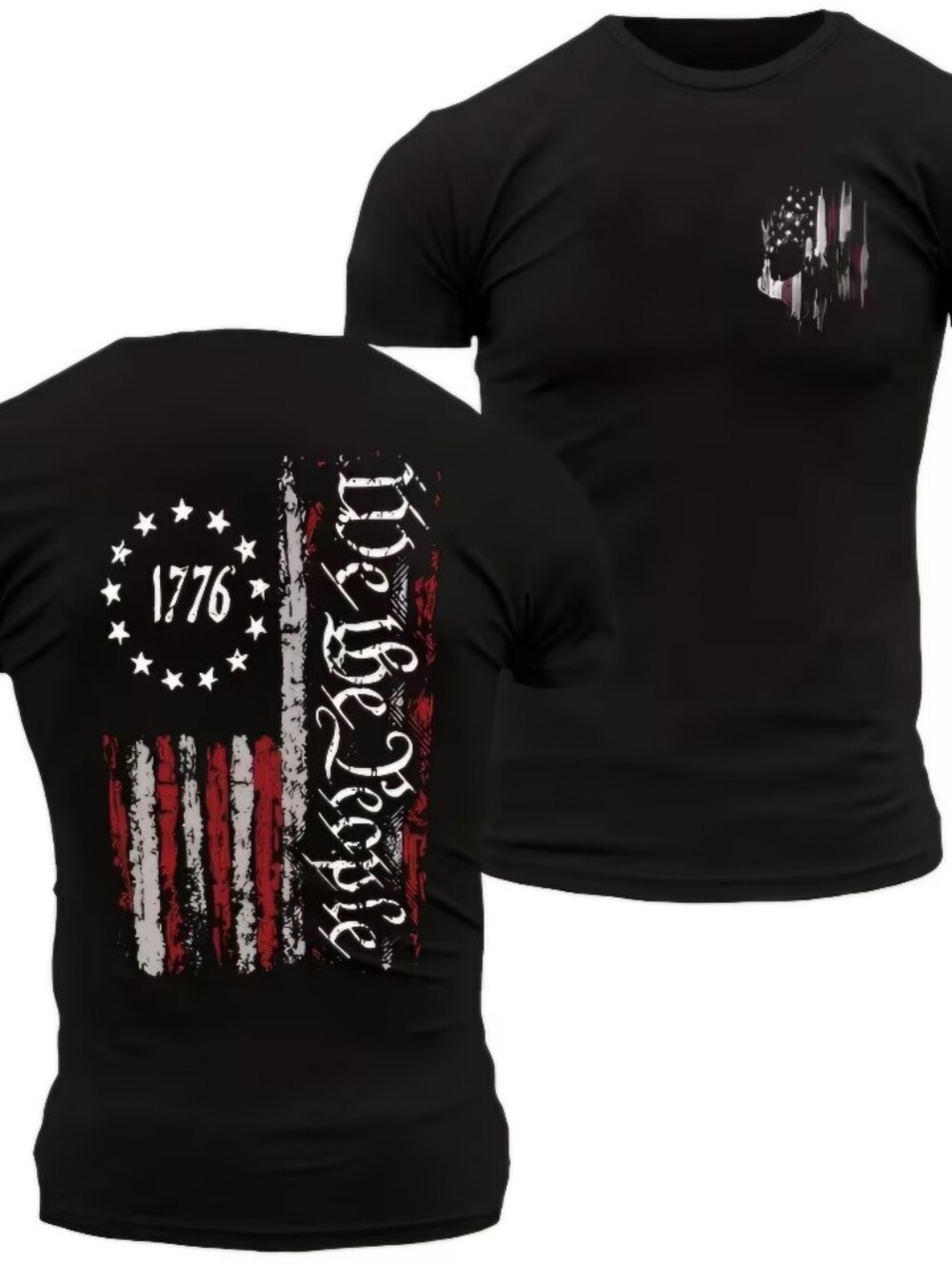 100% Cotton Men's 'We the People' Short-Sleeve Graphic Tee - Black